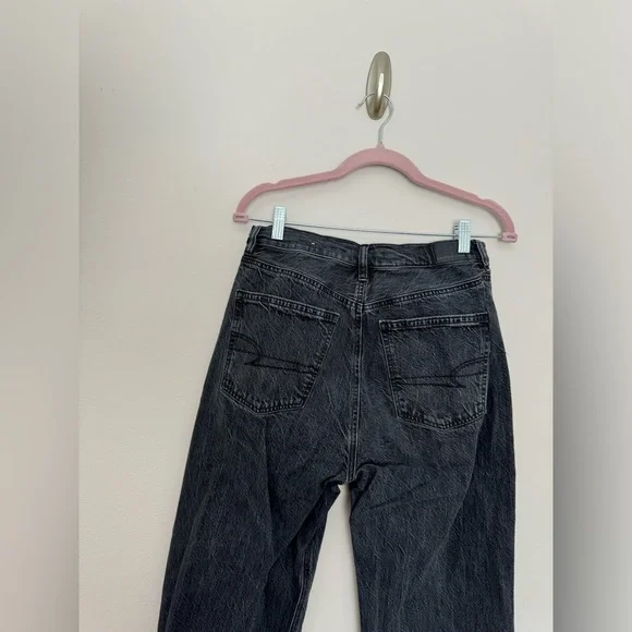 American eagle baggy straight leg jeans black distressed - Picture 2 of 10